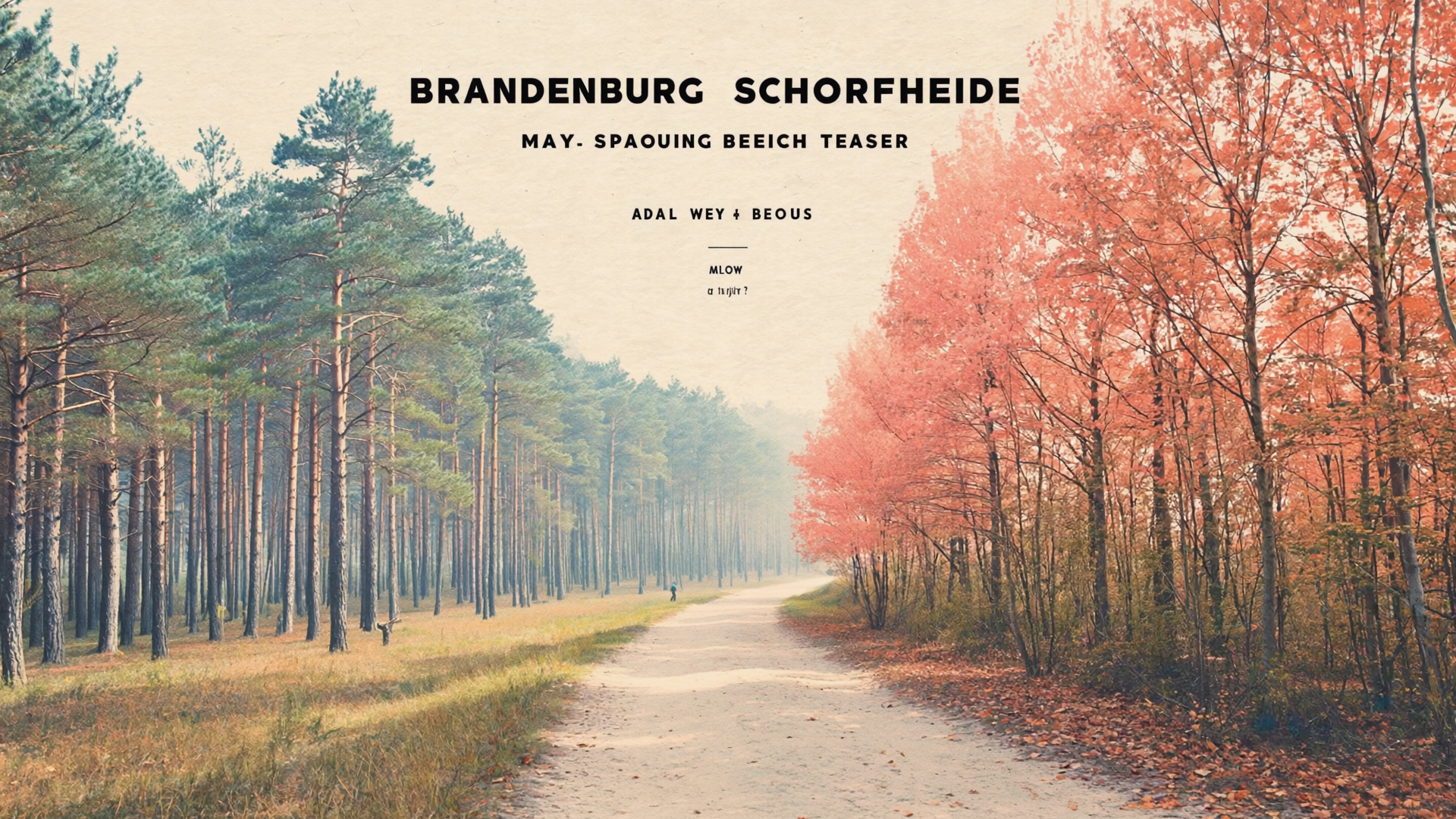 Sandweg durch hohe Kiefern in der Schorfheide, weiches Maimorgenlicht